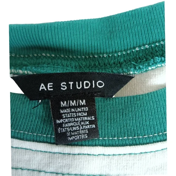 AE Studio Teal and White Short Sleeve Tee Size Medium - Picture 5 of 8